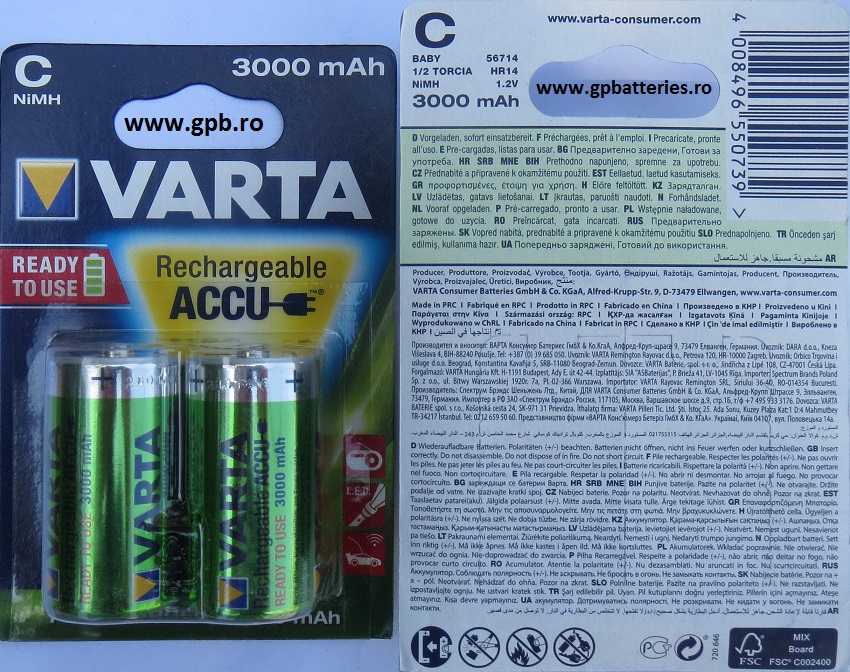 Acumulator VARTA Ready to use C R14 3000mA